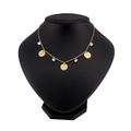 Collana in acciaio dorato con pendenti a disco martellato e pietre di zircone - Collana con Zircone a Disco Martellato / Oro