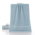 Light blue high-quality cotton towel with elegant chevron jacquard border detail - Fortune Chain Blue