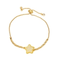 Bracciale regolabile dorato con ciondolo a stella in opale e catena a scatola - Druzy Bianco