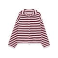 Cardigan in maglia a righe bordeaux con colletto a polo e doppia zip in metallo - S / Strisce rosse