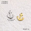 Polished silver and gold anchor pendants measuring 13x16mm for DIY necklace making - Style 8 (S-KLJ498-Z) / Steel