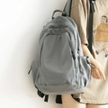 Grey minimalist large capacity backpack for students with multiple zipper compartments - Gray
