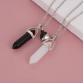Collane magnetiche a cuore per coppie con pendenti esagonali in cristallo bianco e nero - Ossidiana + Turchese Bianco