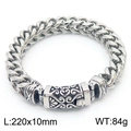 Pulsera de cadena de hueso de dragón punk vintage para hombre con cierre de tótem - Color Acero