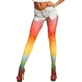 Detailansicht der Regenbogen-Strumpfhose mit lebhaftem Farbverlauf von Rot bis Violett - Einfache Verpackung / Regenbogen Verlauf