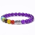 Makro-Detail des elastischen 7-Chakra-Perlenarmbands mit Elefanten-Anhänger und 8mm Steinen - Lilander Jade-Elefant Armband