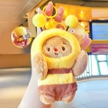 Cute Capybara plush keychain in bee costume with yellow stripe suit and small wings - Cream Bear Bee