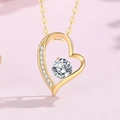 Elegant heart pendant necklace in golden finish featuring a large round white zircon - 925 Silver / Small Gold