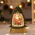 Luminous Christmas tree crystal ball with Santa Claus and golden embossed base - Green Tree Sitting Santa