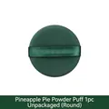 Donkergroene ronde ananastaart poederdons met satijnen lint voor make-up gebruik - Rond / 1 Stuk / Ananastaart (Onverpakt)