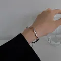 Minimalist irregular lava fluid bracelet in silver finish with adjustable extension chain - 35# Silver Lava Fluid