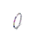 S925 Sterling Silber Eternity Ring mit bunten rechteckigen Steinen in Regenbogenfarben - US-Größe 5 / Rechteckiger Mehrfarbiger Steinstil (RHR653)