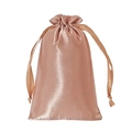 Elegant pink satin drawstring pouch with a smooth silk finish for jewelry storage - 9*12cm / Champagne