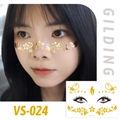 Face temporary tattoo VS-024 with metallic gold floral vine patterns for festivals - VS024 (Gold Floral Vines)