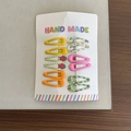 Set of 10 colorful mini BB hair clips with fruit and floral patterns on card - 1-Yellow Red Orange (Set of 10)