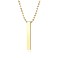 Minimalist gold-plated vertical bar pendant necklace with a sleek polished box chain finish - Gold-Rectangular Pendant