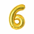 Golden 6 numeric foil balloon for birthday and party decoration on white background - 40 Inch Number 6-Gold