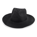 Classico cappello Panama in paglia nera a tesa larga con corona fedora intrecciata - M (56-58cm) / Nero