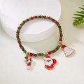Bracciale natalizio di perline con ciondoli Babbo Natale, bastoncino e albero, rosso e verde - Perline Rosse Verdi - Babbo Natale e Bastoncino di Zucchero