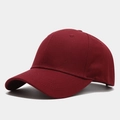 Close-up of burgundy cotton twill baseball cap showing stitching and breathable eyelets - Adjustable / Burgundy