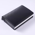 Slim RFID blocking carbon fiber pop-up credit card holder wallet with silver metal frame - Carbon Fiber Silver