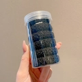 Set of durable black textured elastic hair ties in a clear cylindrical container - 6 Pieces in Jar / Black