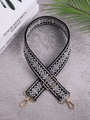 Ethnic style black and white geometric woven replacement shoulder strap with gold buckles - Black & White