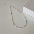 Detailed macro view of colorful crystal beaded necklace with silver metal beads and lobster clasp - Rainbow Necklace (Gold Plated)