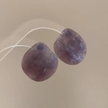 Irregular oval resin drop earrings in deep purple finish with textured silver needle - Purple Apple Oval