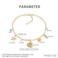 Dettagli della collana in acciaio inossidabile con ciondoli marini e cuori blu - Stile Stella Marina Cavalluccio Marino Conchiglia (KN292173-SXSJ)