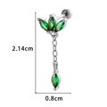 Silver crown tragus stud with green zircon tassels and marquise stones, 2.14cm height - Silver/Green