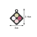 Rhombic alloy pendant with multicolor enamel drops and gold frame, size 2.4x2cm - Black Powder Box (White/Pink/Rose)