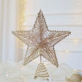 Lighted star tree topper in champagne gold with sequins and spiral base for Christmas trees - 25*28cm / Champagne Large Sequin Star (No Light)
