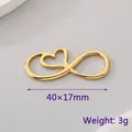 Infinity symbol titanium steel charm in silver finish, size 40x17mm, weight 3g - Gold Heart Large Infinity Style (KLJ464-Z)