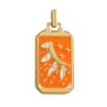 Rectangular tarot pendant in gold finish with orange and white enamel star design - M801138-Orange