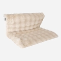Close-up of thick plush beige cat bed featuring soft wavy quilted texture and warm padding - L-Shaped Hammock Bubble Velvet Beige