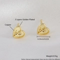 Golden heart stud earrings with cubic zirconia inlay, 0.6cm copper base 3-layer gold plated - Heart and Cross