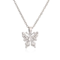 Collier pendentif papillon en argent avec zircon étincelant sur chaîne fine - Argenté