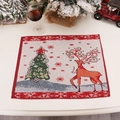 Mantel individual navideño de punto con motivo de árbol verde y reno rojo - Estilo Jacquard Reno (J-CZ69)