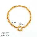 Bracelet trombone en acier inoxydable plaqué or 18K avec fermoir à ressort rond - Bracelet Chaîne en O-Or