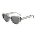 Retro Y2K small oval cat-eye sunglasses with transparent smoke grey frames and dark lenses - With Rivets / Translucent Grey Frame Grey Lens