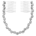 Silver bridal hair combs with a sparkling rhinestone chain connector for wedding styling - Silver