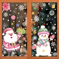 Cartoon Santa Claus and snowman static window stickers with snowflakes and gift box decor - 2-Sheet Set BQ468+470