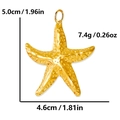 Golden starfish pendant with textured finish, 5.0cm height, 18k gold plated stainless steel - Gold - Large Starfish