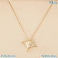 Goldene Rochen-Halskette mit Muschel-Inlay, Größe 25x21mm, Gewicht 4g, 450mm lang - Mantarochen (KN293640-GC)