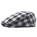 Classic cotton flat cap with black and white gingham pattern and side metal buckle - Adjustable / Side Buckle Black