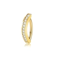 Golden curved navel ring with sparkling white crystal row in a polished finish - Gold Arc Buckle with Zirconia