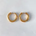 Classic 18K gold plated stainless steel chunky hoop earrings 22mm diameter for women - 22mm / Gold (NE93146)