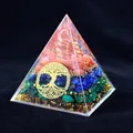 8cm Orgone energy pyramid with Tree of Life symbol and colorful crystal layers - 8cm / Life Tree Style(4)