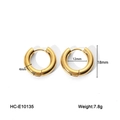 Macro view of 18K gold hoop earrings with 4mm tube width and detailed measurements - Gold Style 18mm (HC-E10135)